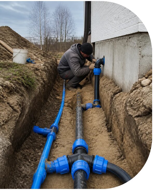 Монтаж наружного водопровода на участке под ключ в Новокузнецке